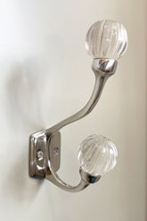 Laura Ashley Vivien Glass Double Hook Pair Chrome